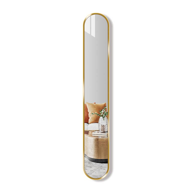 054m5oplmth16470.jpg Nordic Long Arch Ultra-Narrow Wall Hanging Dressing Mirror Gold Metal Frame with Full Length Oval Glass for Bedroom - WOSEN Mirror