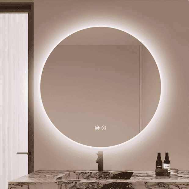 0bkdk1x5uzx3579.png Smart round Anti-Fog Touch Screen LED Bathroom Mirror Wall Hanging Induction Glass with LED Lamp for Toilets - WOSEN Mirror