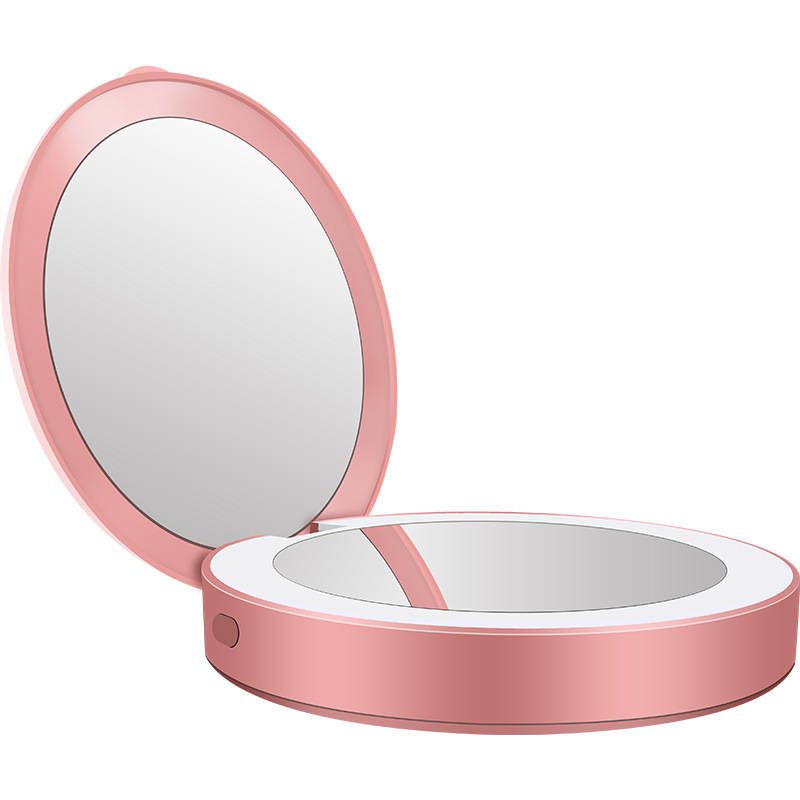 0kbztog3jnk6681.jpg Round Shape Portable Double Sides LED Light Small Makeup Pocket Mirror with Power Bank for Charge to Cell Phone Makeup Mirror - WOSEN Mirror
