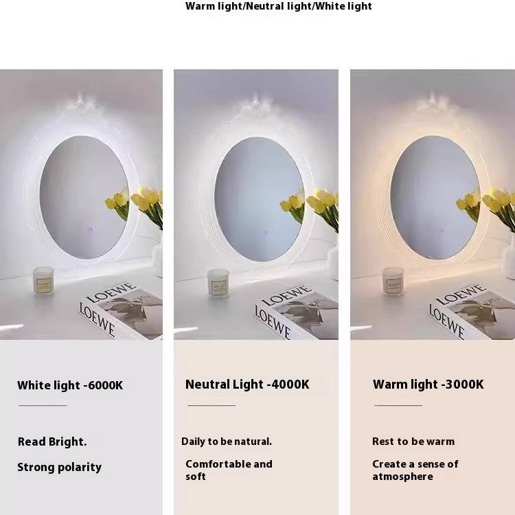 0kwvxzsvjql6051.jpg Modern LED Light Dresser Lamp Touch Control Anti-Fog Cosmetic Mirror for Bedroom Bathroom Twilight Acrylic Frame Metal Material - WOSEN Mirror