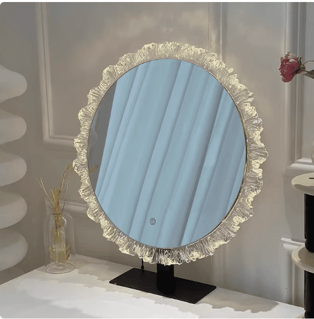 Light Luxury European Style Three-Color Light-Changing Acrylic Makeup Mirror Desktop Dressing Table Mirror for Bedroom Vanity - WOSEN Mirror