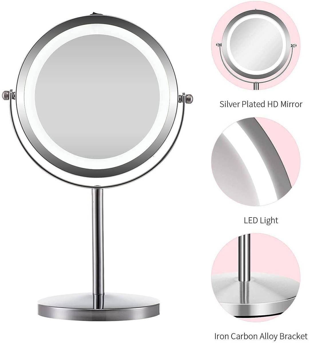European Style Mirror Led Makeup Vanity Mirror With Lights Double-Sided Magnification Makeup Mirror - WOSEN Mirror