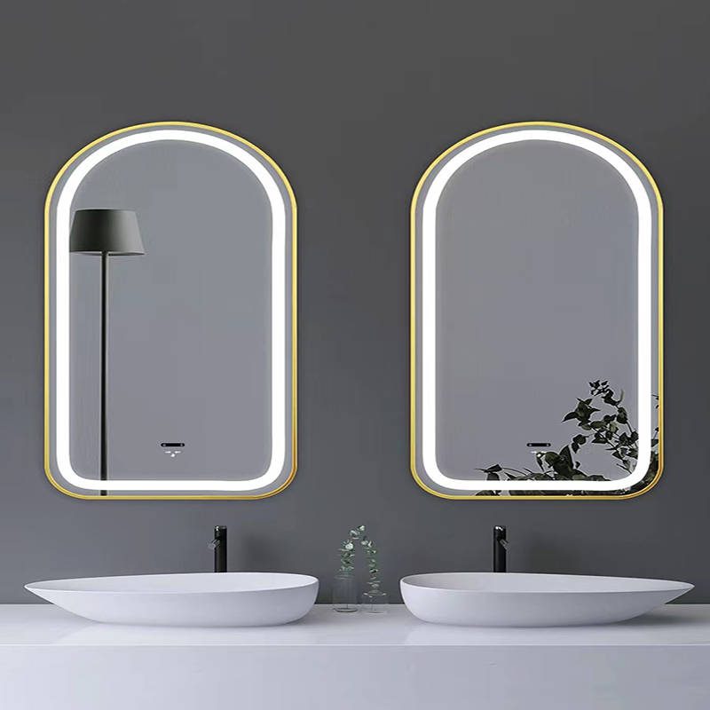 Smart Arch LED Illuminated Bathroom Mirror with Aluminum Frame Wall Hanging Cosmetic Toiletries Mirror for Hotel Use - WOSEN Mirror