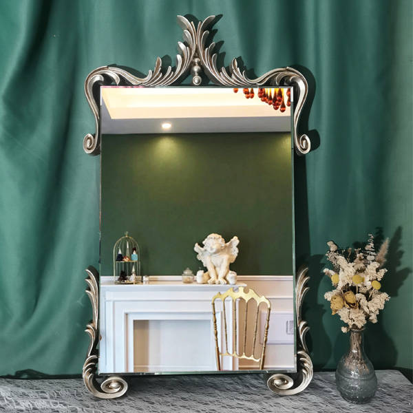 1dr2xhq543h9252.jpg European French RETRO Art Mirror Porch Bathroom Wall Mirror Hanging Carved Decor Mirror - WOSEN Mirror
