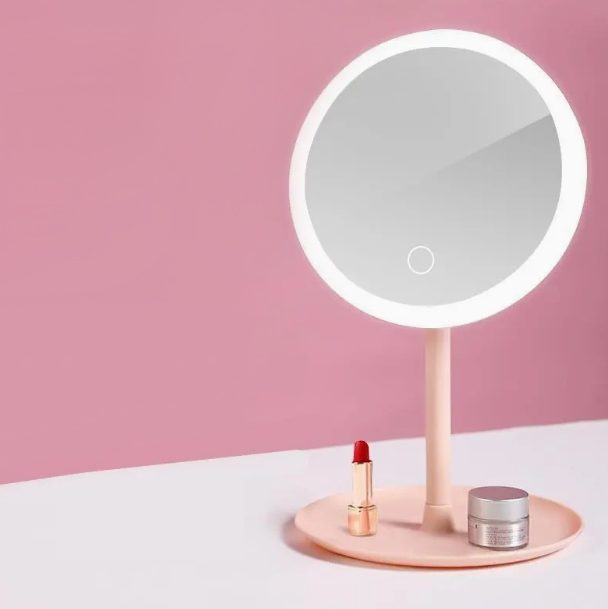 1fvwwgrstlf7444.png Portable Small Round LED Vanity Mirror Table Makeup Mirror with Good Visibility - WOSEN Mirror