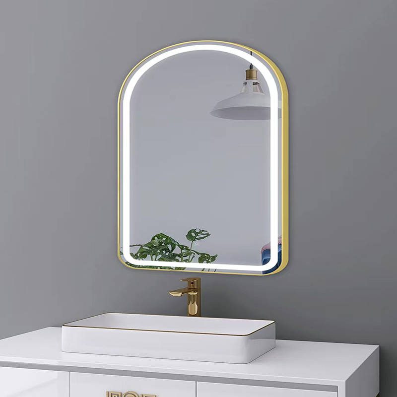 1gqyqjcujcl2158.jpg Smart Arch LED Illuminated Bathroom Mirror with Aluminum Frame Wall Hanging Cosmetic Toiletries Mirror for Hotel Use - WOSEN Mirror