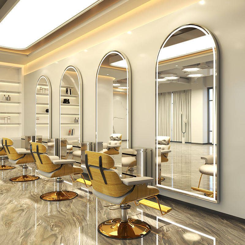 1h5onpl1ghr4877.jpg Large Modern Single-sided Double-sided Mirror Table for Barber Shop Salon Hair Salon with Led Light Hair Dressing Mirror - WOSEN Mirror