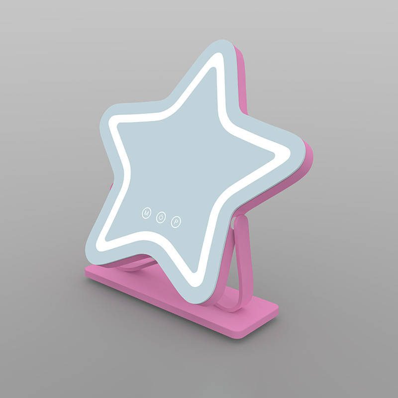 Factory Customized Star Shape Hollywood Makeup Mirror Intelligent Three Color Dimming Desktop LED Vanity Mirror with Light - WOSEN Mirror