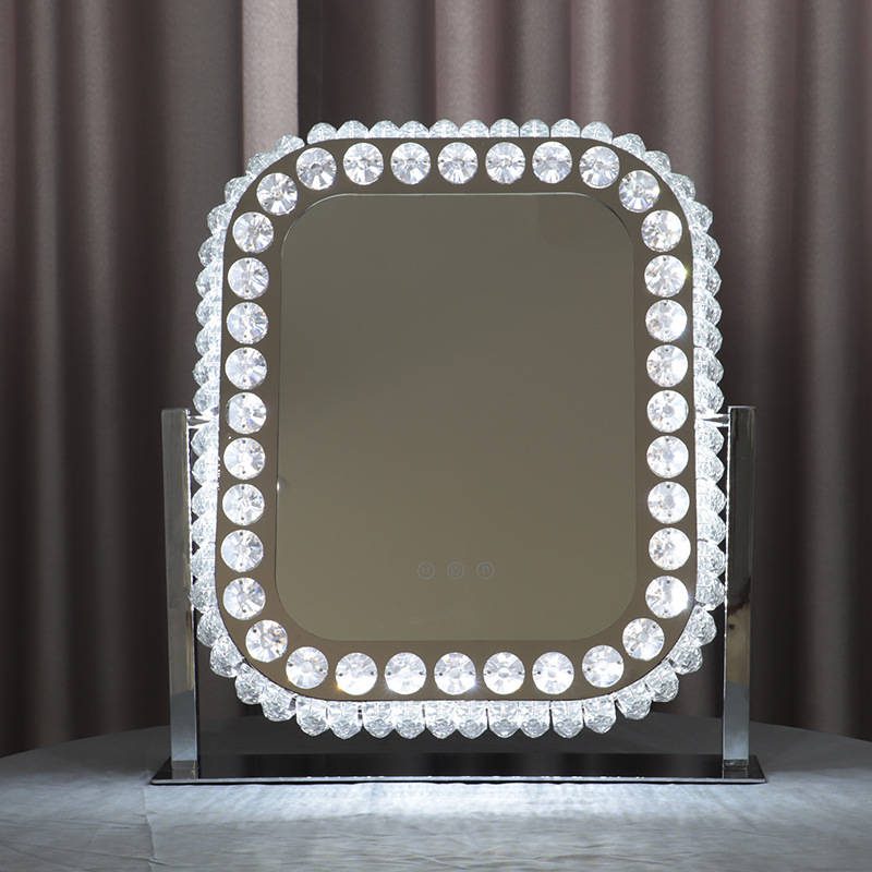 1mbusggp4x06968.jpg Vanity Mirror Lighted With Led Touch Switch 360 Degree Rotating LED Tricolor Makeup Mirror Simple and Luxurious Crystal Mirror - WOSEN Mirror