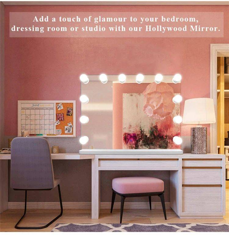 1qus5ripvz46455.jpg Hollywood Style Vanity Mirror With Smart Touch Screen Large Desktop Makeup Mirror Base 12 Pcs Led Bulbs for Makeup Desktop Table - WOSEN Mirror