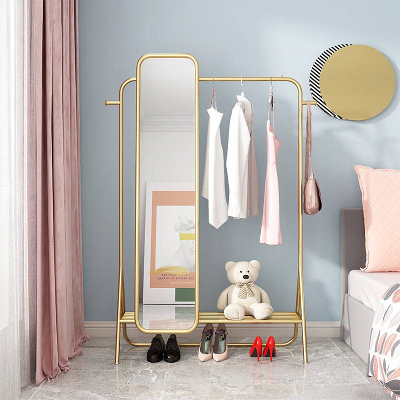 Nordic Ins Net Red Coat Rack Stand up Mirror Simple Household Clothes Hanger Mirror Stand - WOSEN Mirror