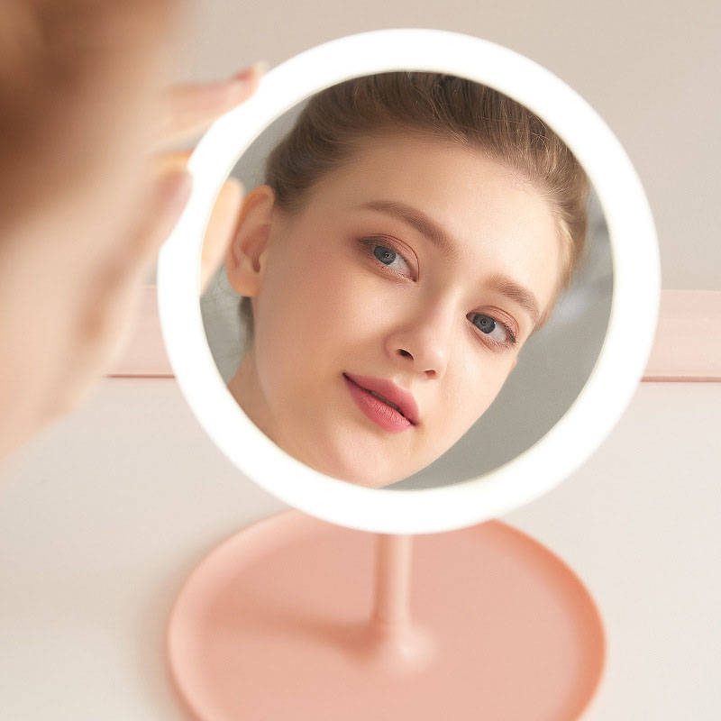 230xtij0o207443.jpg Portable Small Round LED Vanity Mirror Table Makeup Mirror with Good Visibility - WOSEN Mirror