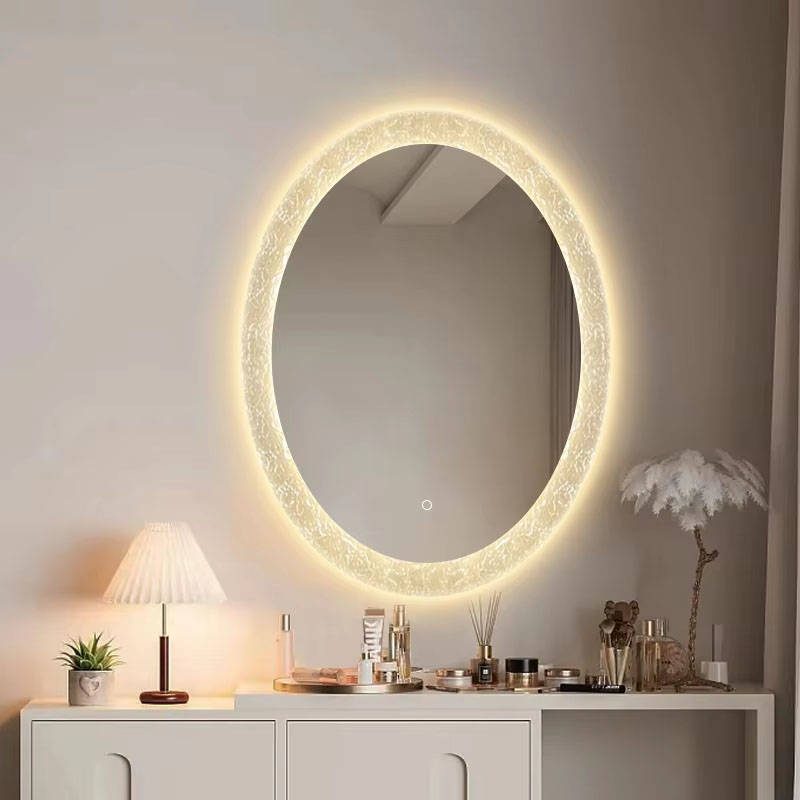 25ry53n52m33605.jpg Modern round LED Smart Mirror Wall-Mounted Bathroom Vanity with Illuminated Oval Shape Featuring Basins and Toilets - WOSEN Mirror