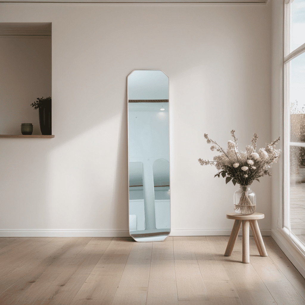 Modern Full-Length Floor Mirror Octagon Aluminum Alloy Framed with Stand Glass Material for Dressing Room Application - WOSEN Mirror