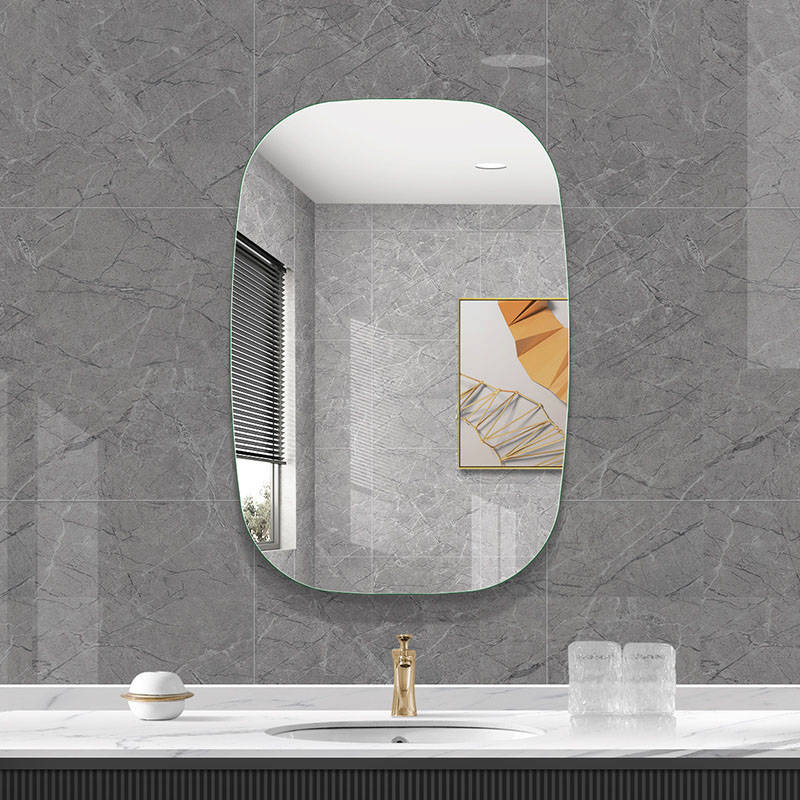 2qmp0guxjni3860.jpg Modern Style Frameless Bathroom Wall Mount Mirror Large Explosion-Proof Corner Hanging with Illuminated Feature for Hotels - WOSEN Mirror