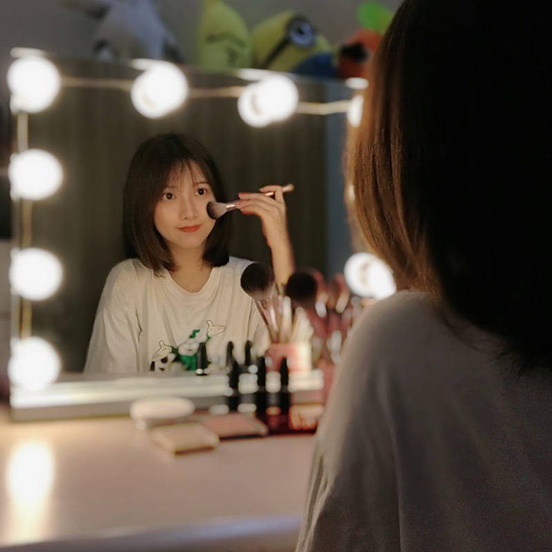LED Vanity Mirror with Lights Table Makeup Mirror for Bedroom Desktop Use - WOSEN Mirror