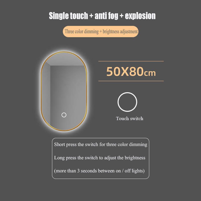 30pzkeopv1f3527.jpg Hot Sale Illuminated Smart Bathroom Mirror with Anti-fog Oval Aluminum Alloy Frame LED Wall Hanging Modern Design for Home Hotel - WOSEN Mirror