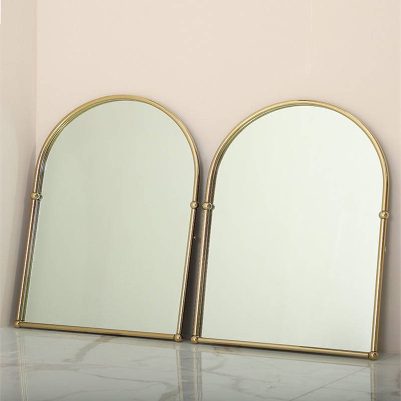 354cst32qsa1876.jpg Retro Arched Led Bathroom Mirror Gold Household Wall Hung Makeup Mirror LED Backlight Wall Mirror - WOSEN Mirror