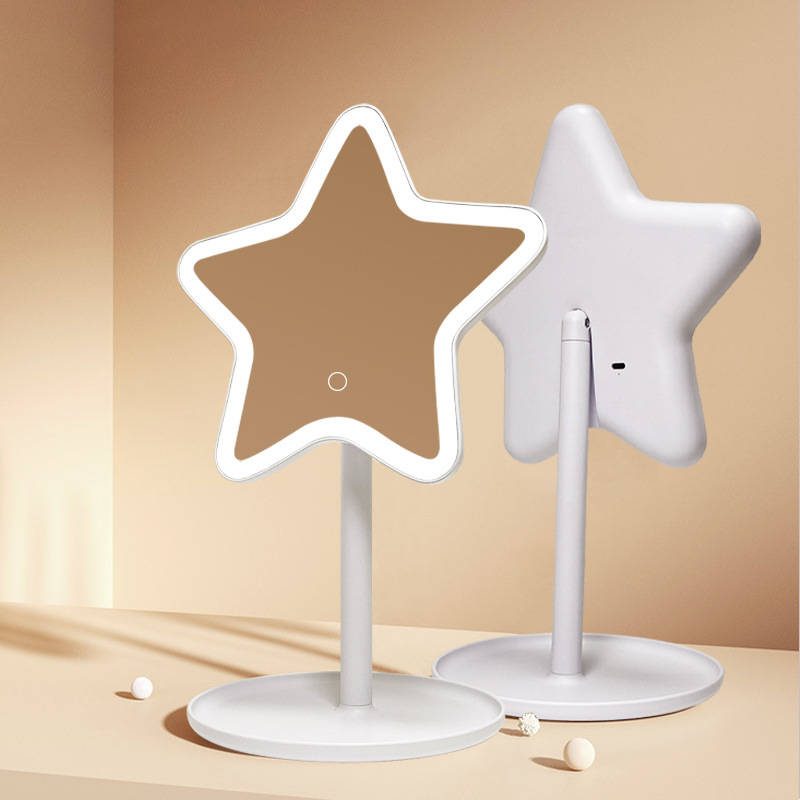 3jw4q2a2tl26512.jpg Star Shaped LED Makeup Mirror with Touch Screen Desktop Fill Light Small Mirror Ins Style Portable LED Dressing Vanity Mirror - WOSEN Mirror