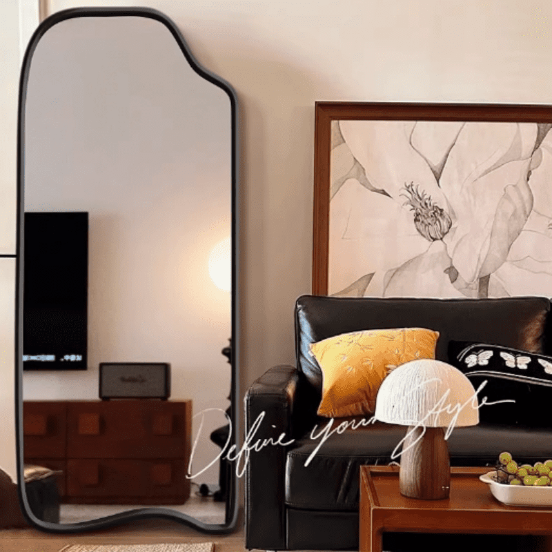 3km2feeowf215758.png Irregular Cloud Shaped Asymmetrical Wavy Black Glass Wall Mirror Unique Home Decor for Living Room Bathroom Bedroom Entryway - WOSEN Mirror