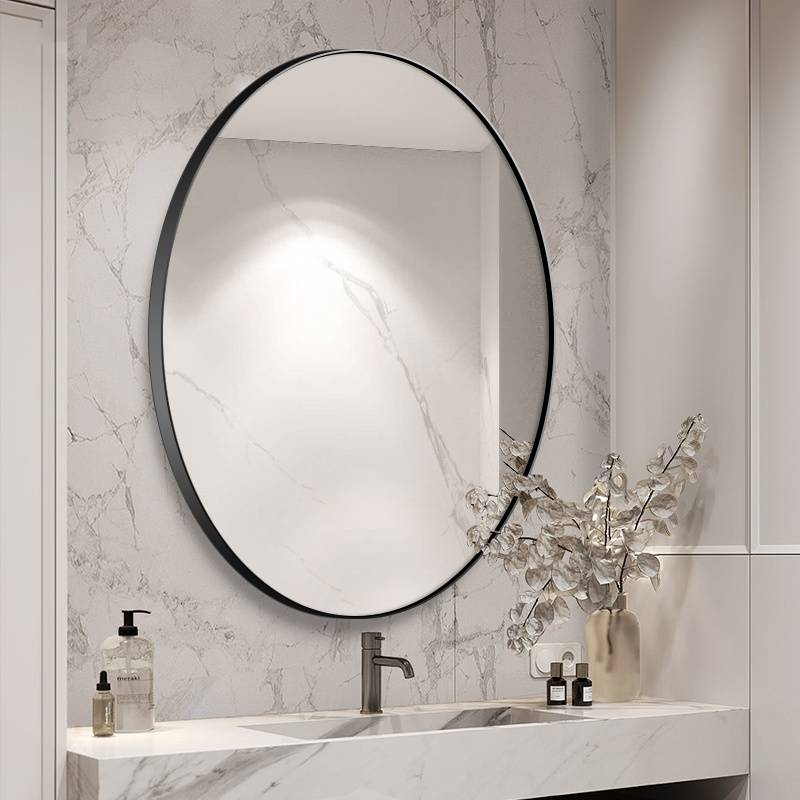 3q0d1nq24r211678.jpg Modern Luxury Hand-Washing Bathroom Toilet Mirror High-Definition Oval Glass Non-Perforated Self-Adhesive Wall Hanging Metal - WOSEN Mirror