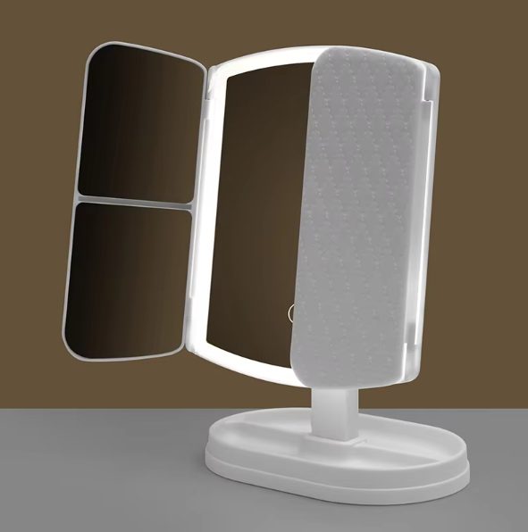 3q3qkm0bvru5188.png Trifold Travel Foldable Mirror LED Vanity Mirror Lights Portable Makeup Mirror with Lights White - WOSEN Mirror