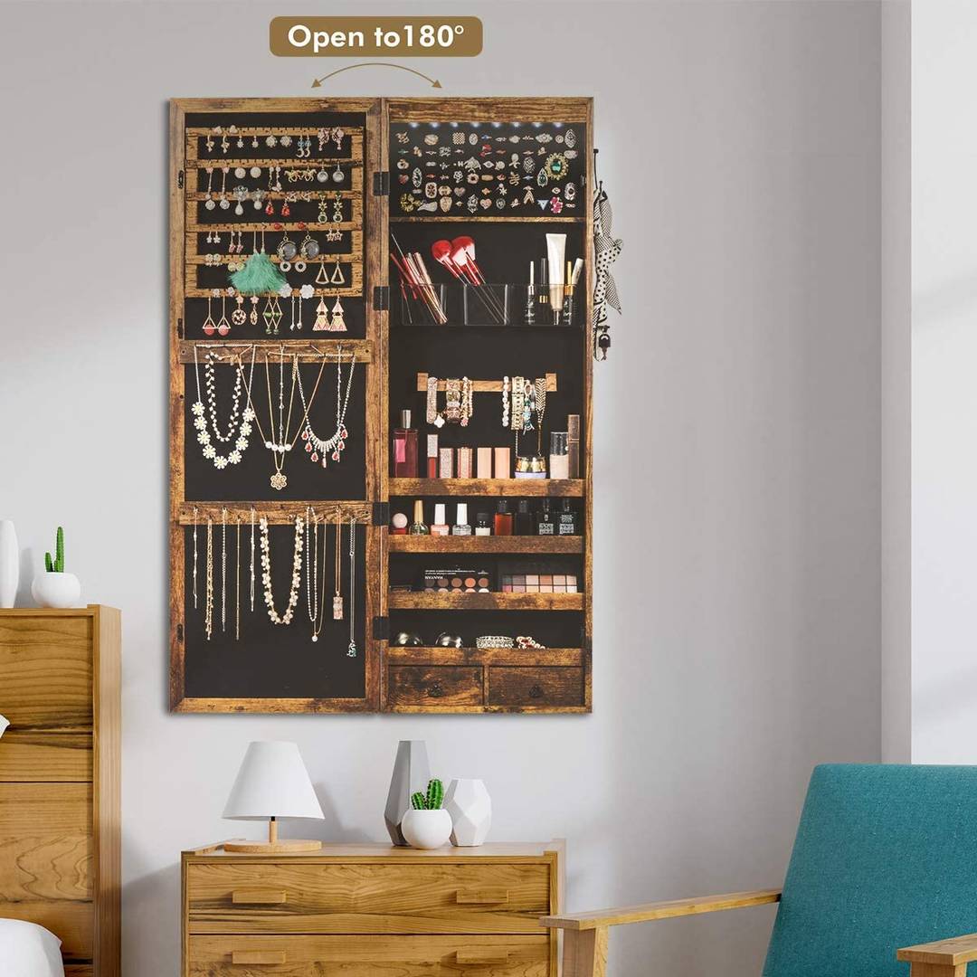 414fx55clg419126.jpg LED Full-Length Jewelry Cabinet Storage Mirror Wall-Mounted Glass Door for Bedroom or Living Room Furniture - WOSEN Mirror