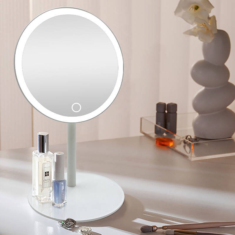 41fuz0pqdjx6848.jpg Makeup Smart Mirror Custom Round Vanity Table Dressing Mirror Desktop Mirror with USB Rechargeable Touch Screen Portable - WOSEN Mirror