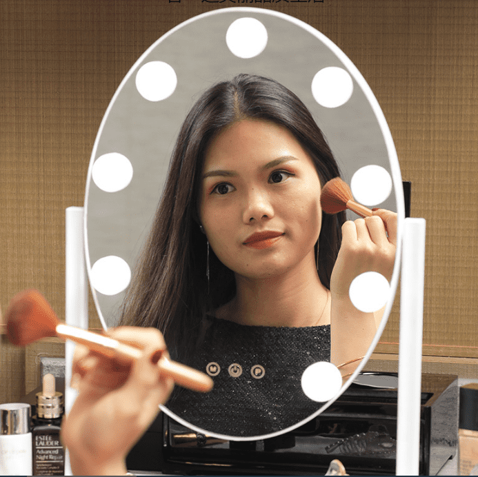 Modern Style LED Cosmetic Vanity Mirror Table Make-up Mirror with 9-Touch Dimming Glass Material - WOSEN Mirror
