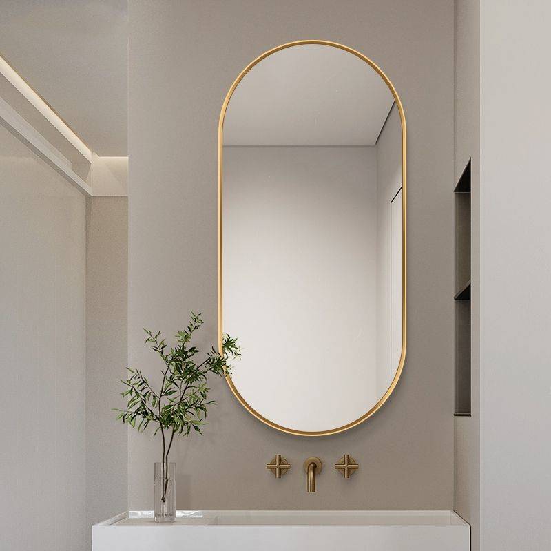 4og1rohq34j2564.jpg Aluminum Alloy Frame Gold Bathroom Mirror Oval Wall Hanging Bath Mirror Cosmetic Mirror - WOSEN Mirror