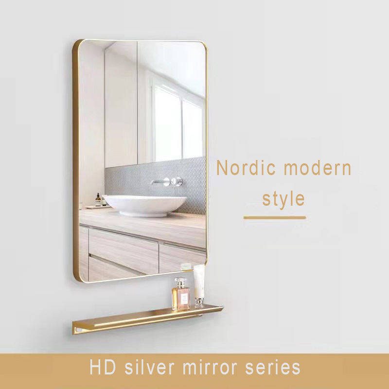4ook3zjmwc12315.jpg Contemporary Design Square Hotel Wall-Mounted Bathroom Mirror Aluminum Alloy Framed Explosion-Proof Cosmetic Shelf - WOSEN Mirror