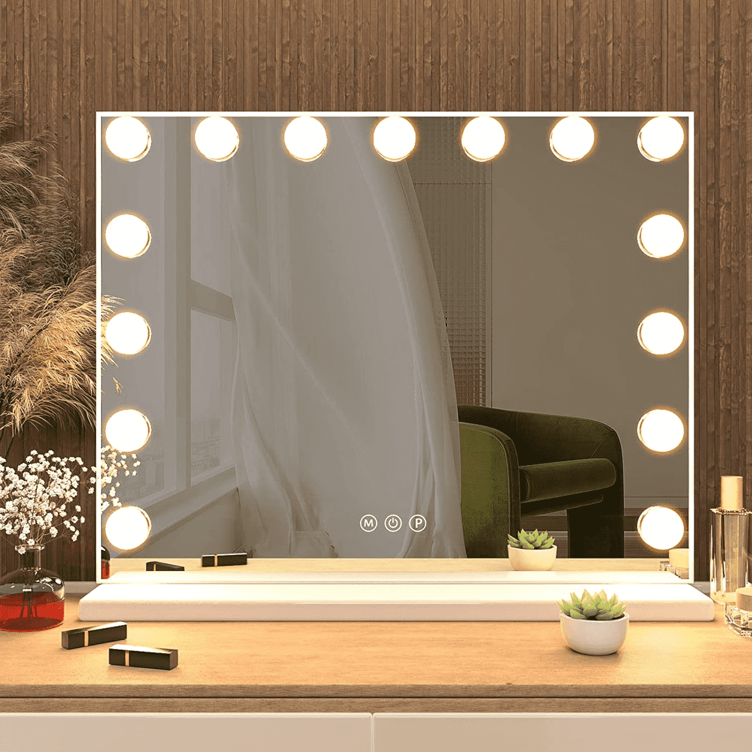 Modern Style Makeup Mirror with Led Light with 15 Light Bulbs Vanity Mirror with Lights General Electric Makeup Mirror - WOSEN Mirror