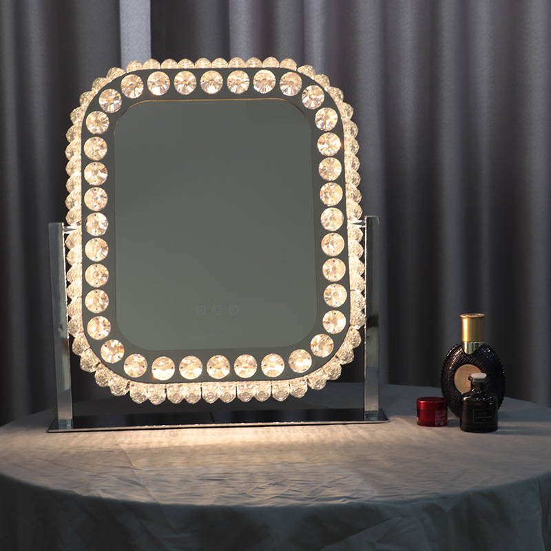 5lpqox53dfo6969.jpg Vanity Mirror Lighted With Led Touch Switch 360 Degree Rotating LED Tricolor Makeup Mirror Simple and Luxurious Crystal Mirror - WOSEN Mirror