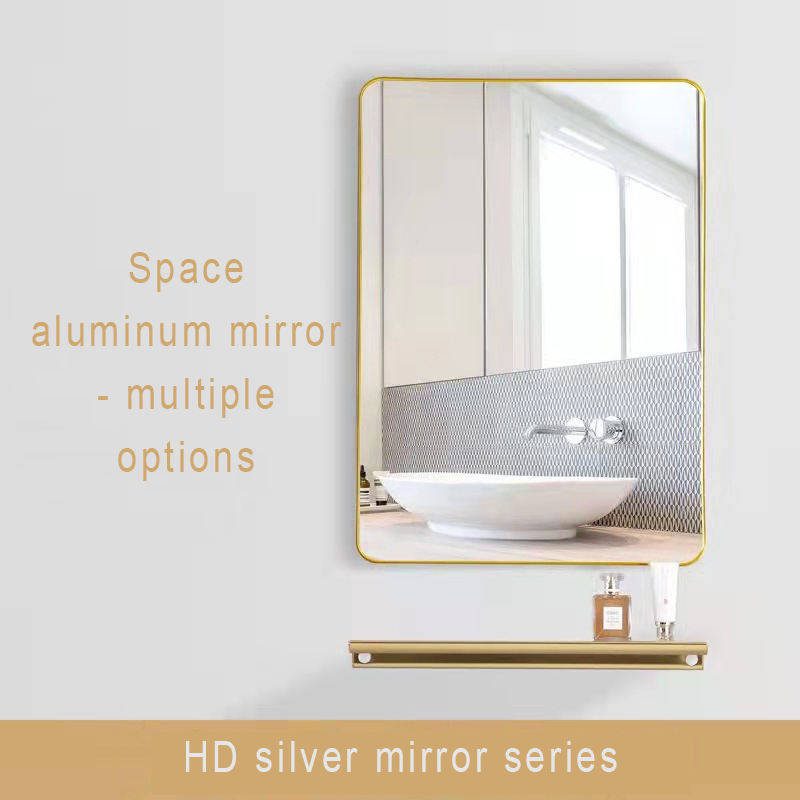 5qckysyx40z2317.jpg Contemporary Design Square Hotel Wall-Mounted Bathroom Mirror Aluminum Alloy Framed Explosion-Proof Cosmetic Shelf - WOSEN Mirror