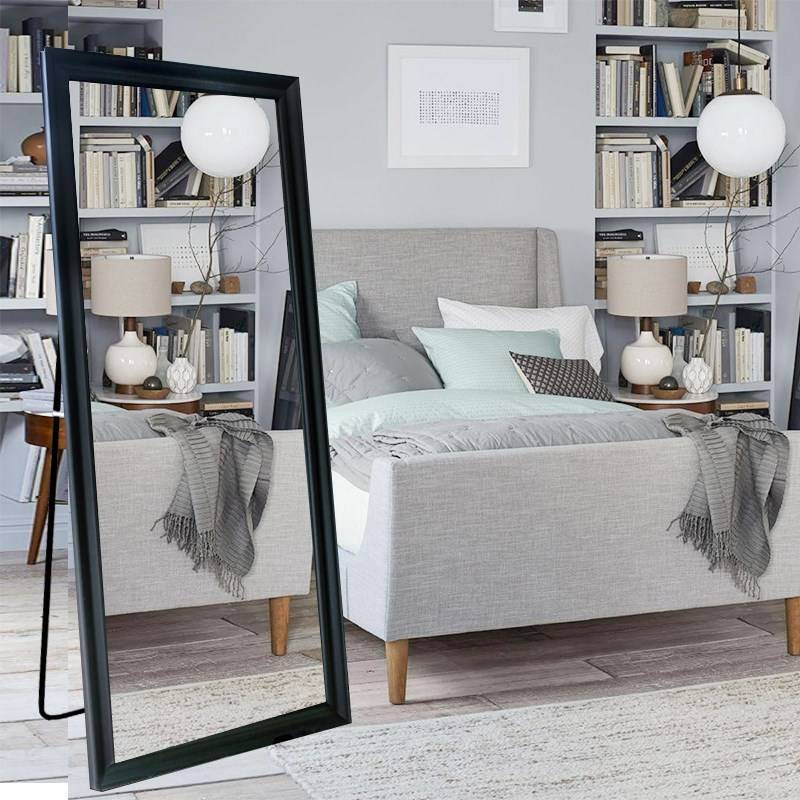 Antique Vintage Black Plastic Decorative Floor Stand Mirror All-Season Large Country Style Minimalist Contemporary Not Compact - WOSEN Mirror