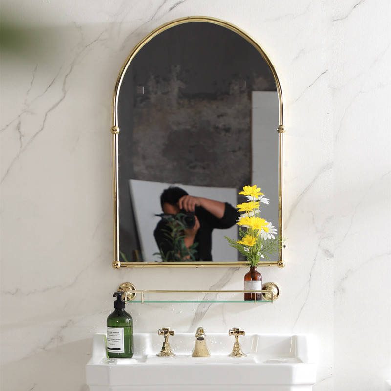 ag1tdtqicg41877.jpg Retro Arched Led Bathroom Mirror Gold Household Wall Hung Makeup Mirror LED Backlight Wall Mirror - WOSEN Mirror
