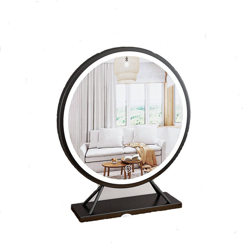 agkm11s0f5p8457.jpg Led Smart Round Salon Mirror with Lampstand Desktopled Table Makeup Mirror Cosmetic Mirror Traditional - WOSEN Mirror