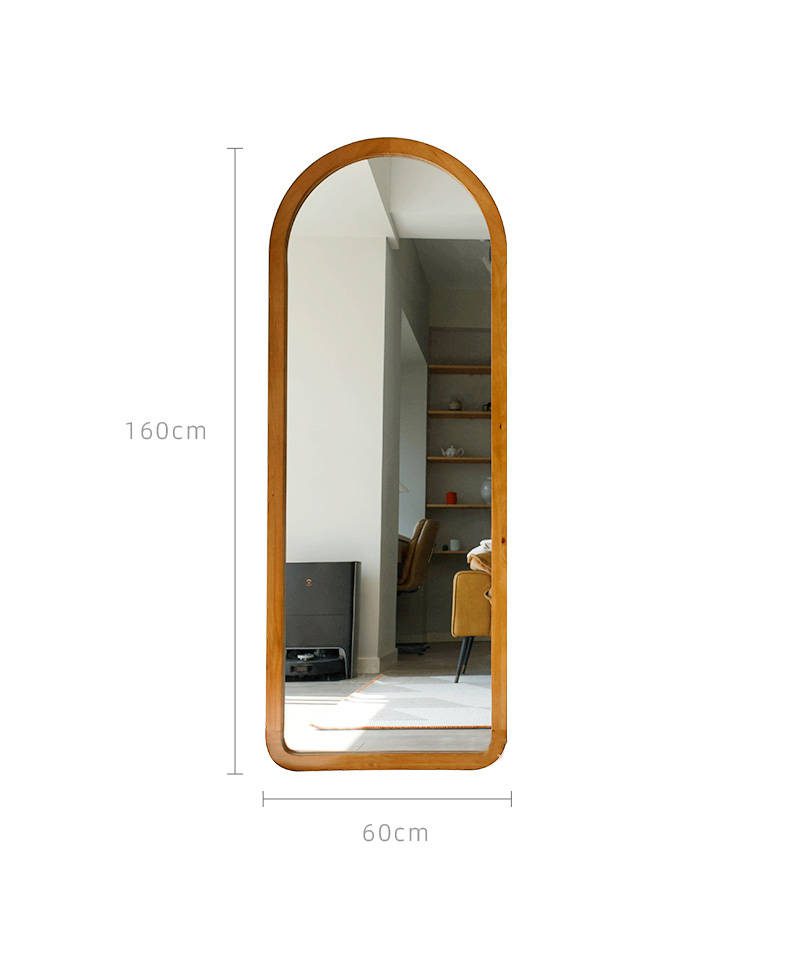 apdsofmykgo19872.jpg French Circular Arc Arched Mirror Dressing Retro Solid Wooden Mirror Frame Design Full Body Mirror - WOSEN Mirror