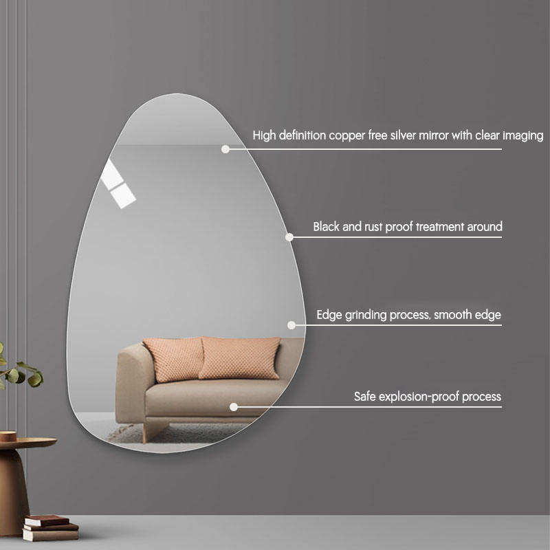 askzxz4uhdo9666.jpg Nordic Minimalist Frameless Bathroom Mirror Water Droplet Shaped Makeup Mirror Wall Mounted Irregular Silver Mirror - WOSEN Mirror