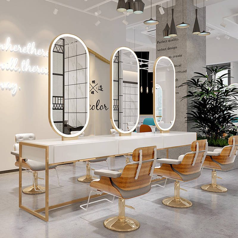asn2fhin43a4346.jpg Wholesale Good Price Beauty Salon Oval Desktop Barber Salon Mirror With Led Lights Equipment Styling Mirror Glass Framed - WOSEN Mirror