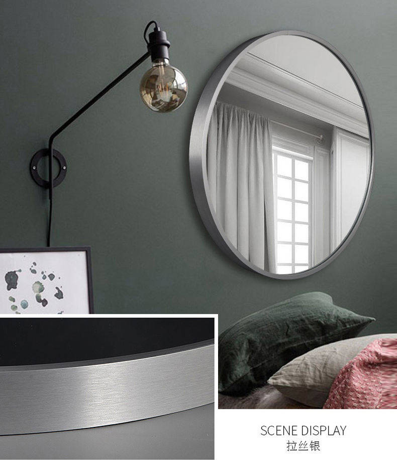 avfxj2agnew2289.jpg Modern Luxury Large Circle Wall Mirror Industrial Style Thick Metal Decorative Mirror for Home Living Room or Bathroom - WOSEN Mirror