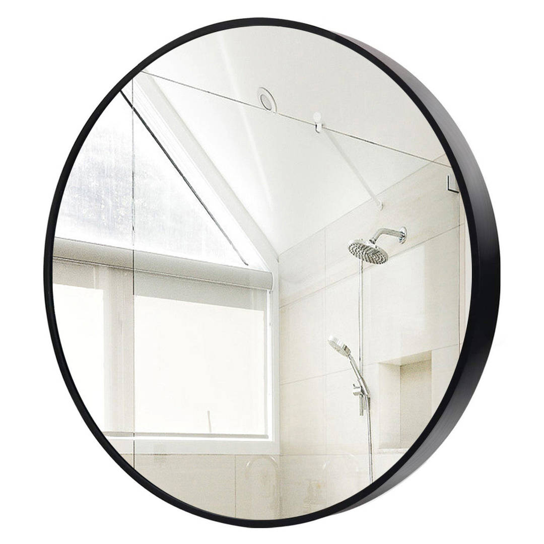 Black Gold Circle Wall Mounted Mirror Decorative Gold Large Round Aluminum Alloy Frame Bathroom Mirror - WOSEN Mirror
