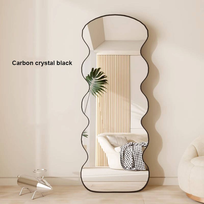 b243ft1m2ei15062.jpg New Design Aluminium Alloy Frame Wavy Mirror Full Length Girls’ Dressing Room Irregular Full Body Standing Wave Mirror Spiegel - WOSEN Mirror