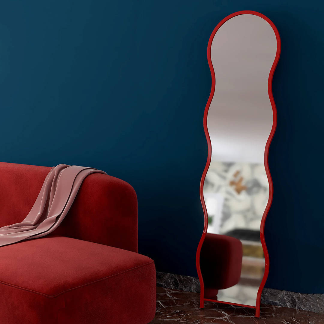 Memphis Wave Full Body Floor Stand Dressing Mirror Girls Bedroom Postmodern Home Decor Mirror Wall - WOSEN Mirror