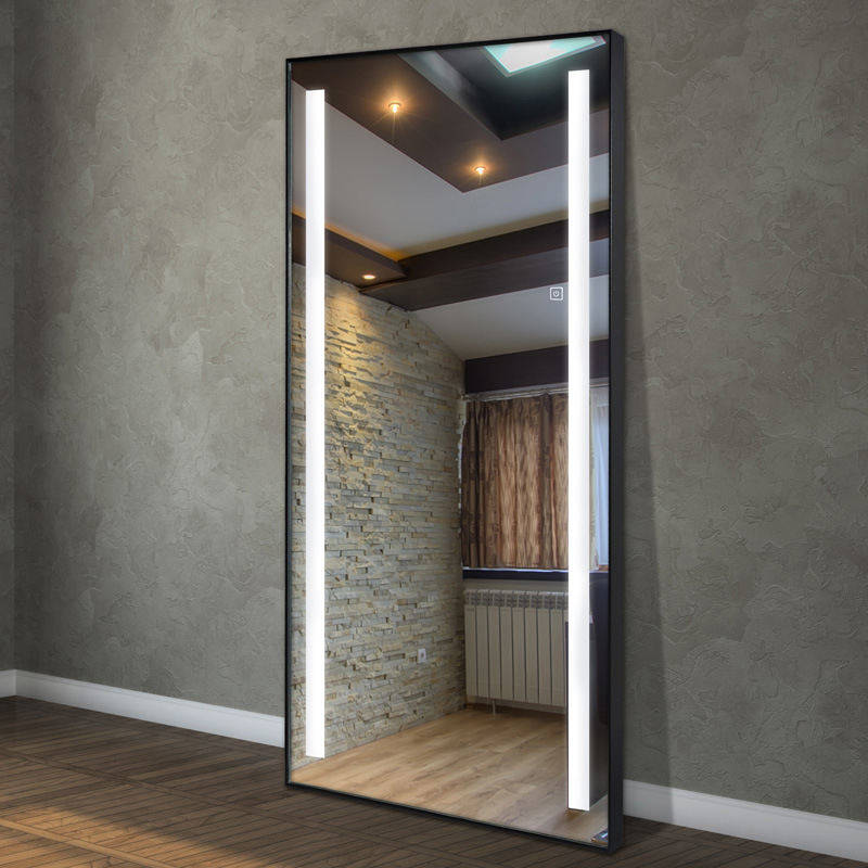bewfkxcbcsb17111.jpg Led Full Length Smart Mirror Floor Aluminum Frame Mirror With LED Lights Wall-mounted Dressing Mirror in Living Room Bedroom - WOSEN Mirror