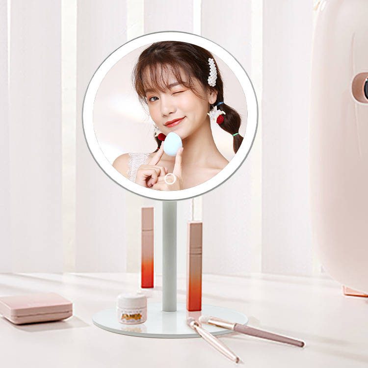 Makeup Smart Mirror Custom Round Vanity Table Dressing Mirror Desktop Mirror with USB Rechargeable Touch Screen Portable - WOSEN Mirror