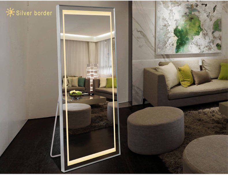 bgcxerqf45i17034.jpg Aluminum Alloy Frame Wall Mounted Dressing Mirror Led With Light Household Full Body Mirror Clothing Store Floor Mirror - WOSEN Mirror