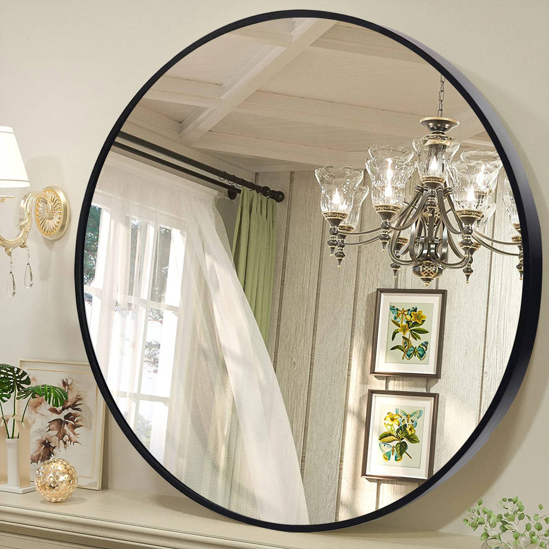 bhuuzv54ppy2587.jpg Simple Household Bathroom Mirror Gold Round Wall Mirror for Hotel Aluminum Alloy Framed Wall Mounted Mirror - WOSEN Mirror