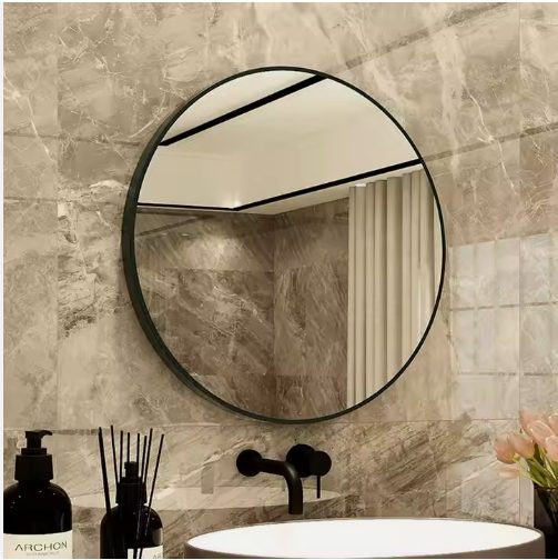 bsnsin5j02j3120.png Modern round Wall Mounted Bathroom Vanity Mirror Black Aluminum Alloy Hanging Glass Manufactured by Mirror Manufacturers - WOSEN Mirror