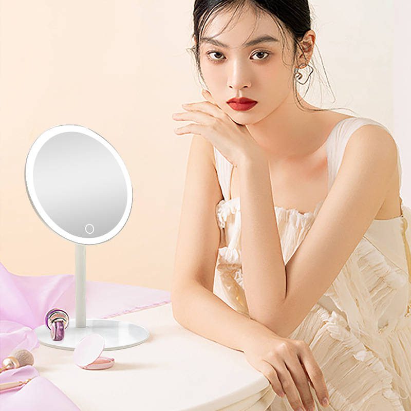 bwodkdsv4td6850.jpg Makeup Smart Mirror Custom Round Vanity Table Dressing Mirror Desktop Mirror with USB Rechargeable Touch Screen Portable - WOSEN Mirror